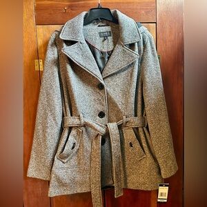 Jones New York xl fleece jacket peacoat nwt belted